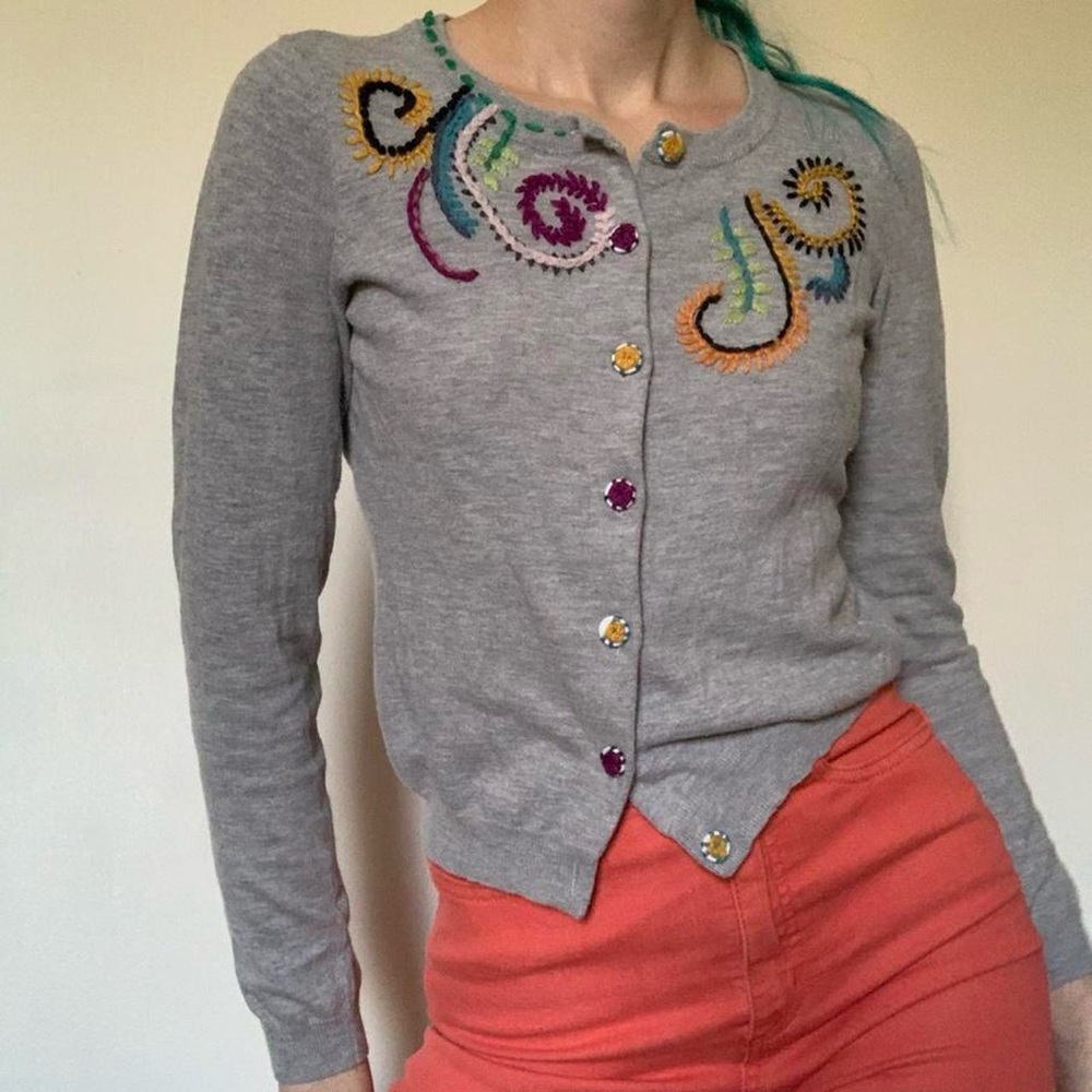 Embroidered cardigan top